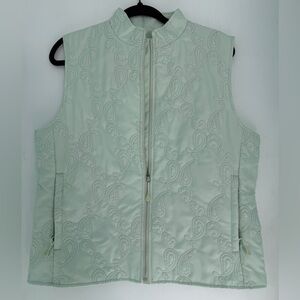 Nuage Mint Quilted Paisley Puffer Vest – Women’s Lightweight Zip-Up Medium